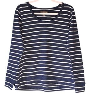 Tommy Bahama Denim Blue and White Striped Pullover size large